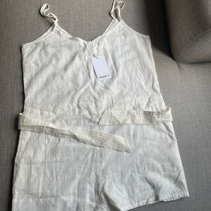 NWT Vitamin A White Sleeveless Romper With Silver Thread Detail